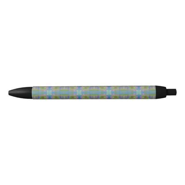 Green Blue Purple Geometric Black Ink Pen (Front)