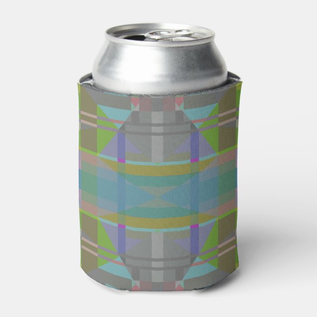 Green Blue Purple Geometric Can Cooler (Can Front)