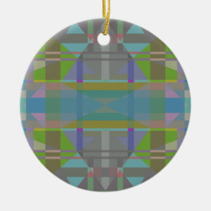 Green Blue Purple Geometric Ceramic Ornament