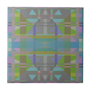Green Blue Purple Geometric Ceramic Tile