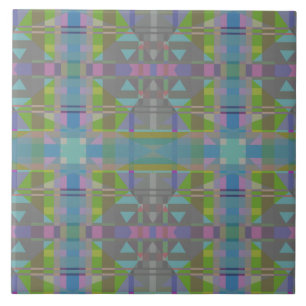 Green Blue Purple Geometric Ceramic Tile