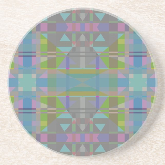 Green Blue Purple Geometric Coaster (Front)