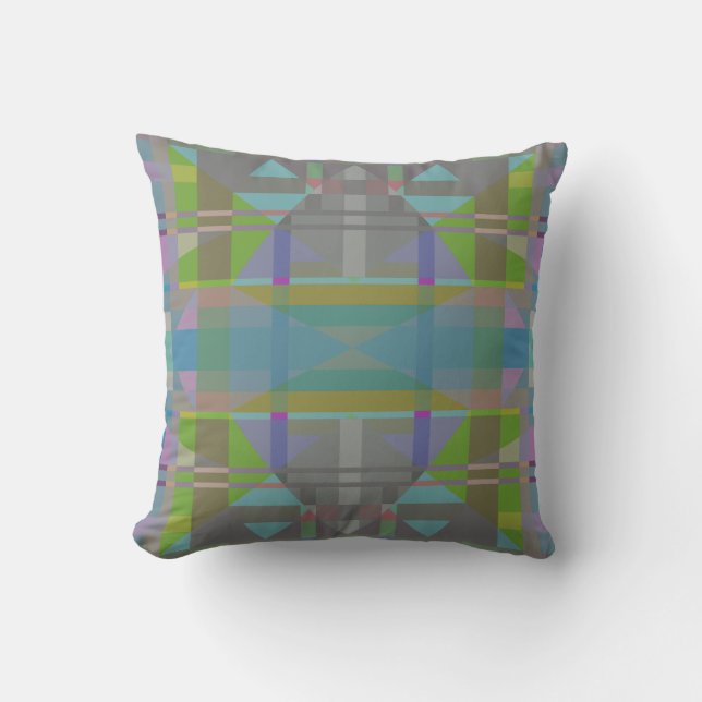 Green Blue Purple Geometric Cushion (Front)