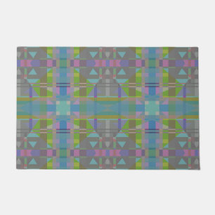 Green Blue Purple Geometric Doormat