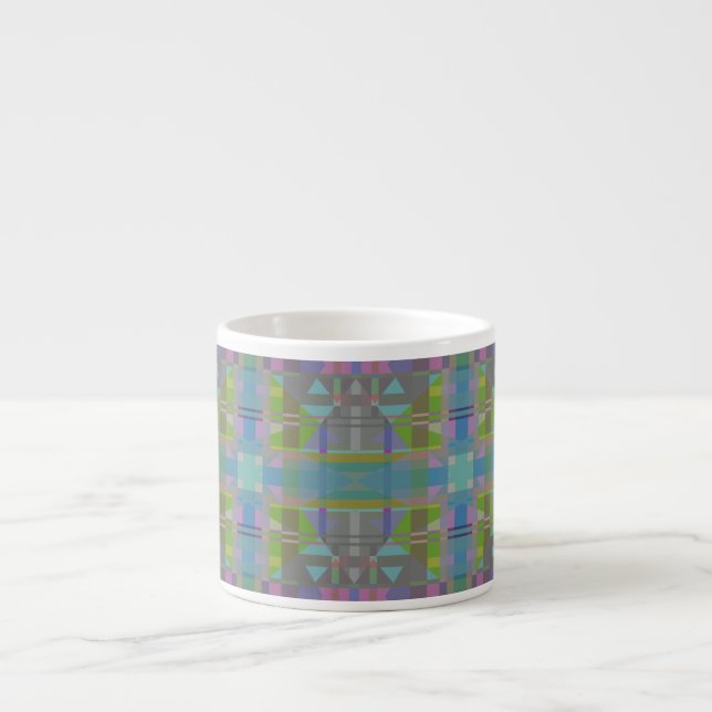 Green Blue Purple Geometric Espresso Cup (Front)