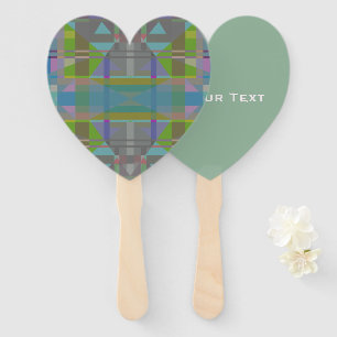 Green Blue Purple Geometric Hand Fan