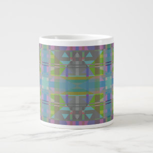 Green Blue Purple Geometric Large Coffee Mug