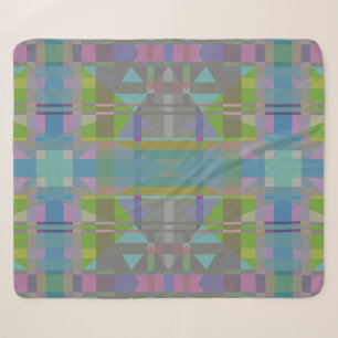 Green Blue Purple Geometric Sherpa Blanket