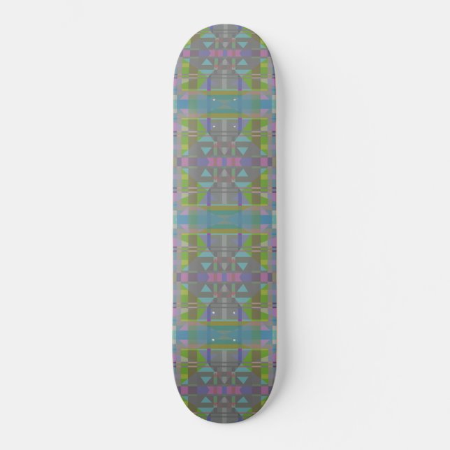 Green Blue Purple Geometric Skateboard (Front)