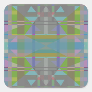 Green Blue Purple Geometric Square Sticker