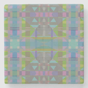 Green Blue Purple Geometric Stone Coaster