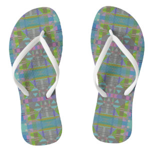 Green Blue Purple Geometric Thongs