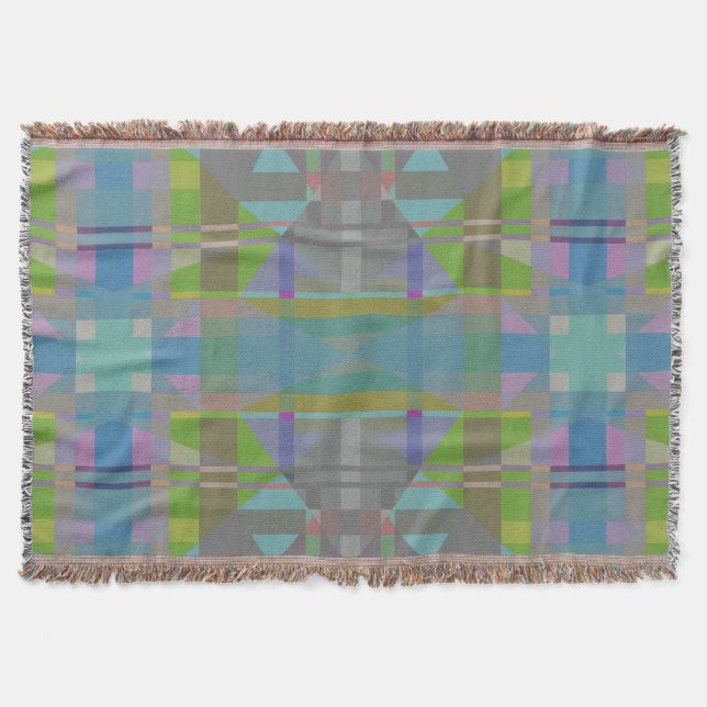 Green Blue Purple Geometric Throw Blanket (Front)