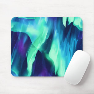 Green Blue Purple Northern Lights Mouse Pad