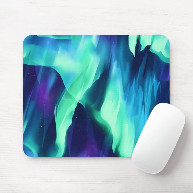 Green Blue Purple Northern Lights Mouse Pad (With Mouse)