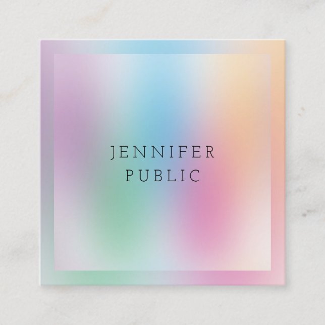 Green Blue Purple Pink Yellow Modern Professional Square Business Card (Front)