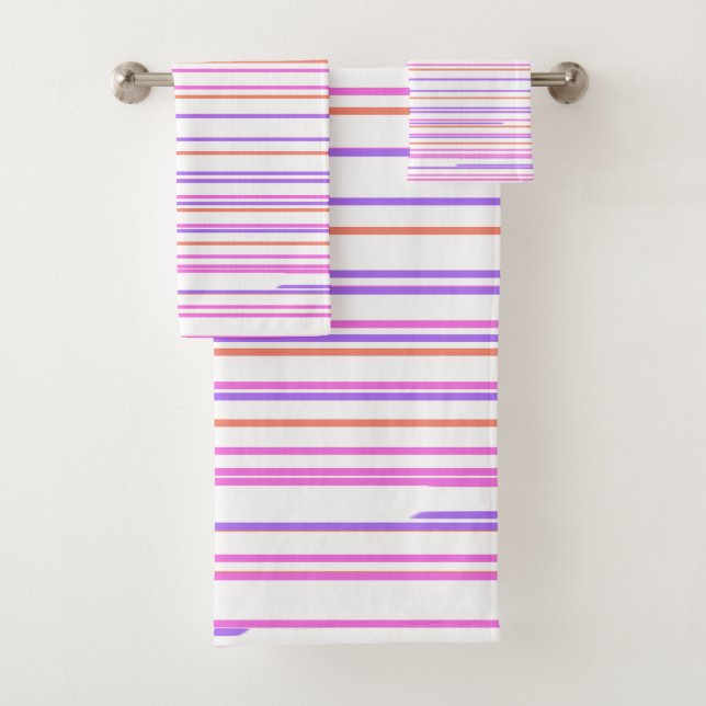 Green blue purple stripes modern custom pattern  bath towel set (Insitu)