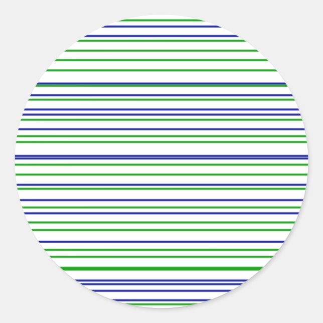 Green blue purple stripes modern custom pattern classic round sticker (Front)