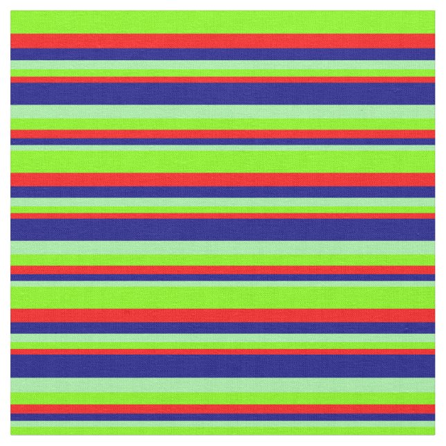 Green, Blue, Red, and Chartreuse Lines Fabric (Close Up)
