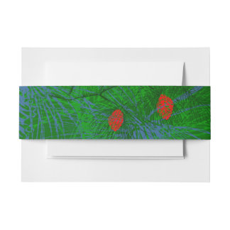 Green Blue Red Pine Cones Pattern Invitation Belly Band