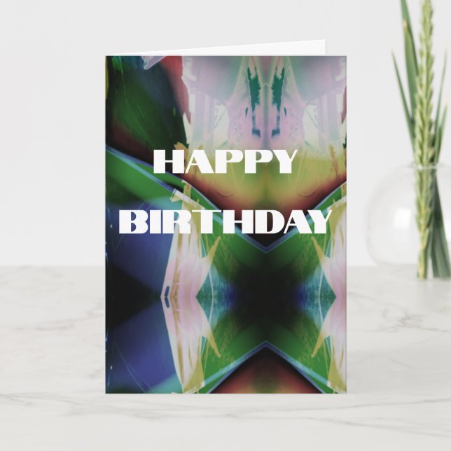 Green Blue Rust Gold Pink White Abstract Birthda Card (Front)