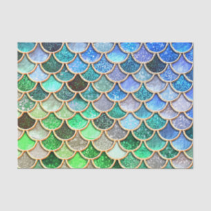 Green Blue Shiny Ombre Glitter Mermaid Scales Tissue Paper