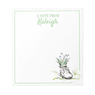 Green Blue Shoe Flower Planter for Gardener Notepad