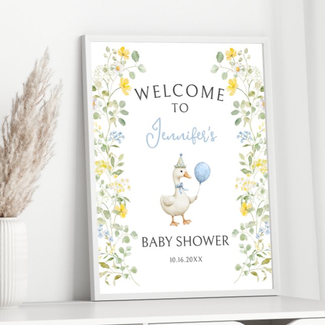 Green Blue Silly Goose Baby Shower Welcome Sign (Creator Uploaded)