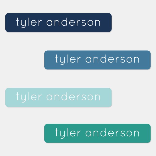 Green Blue Skinny Waterproof Adhesive Kid's Labels (Group)