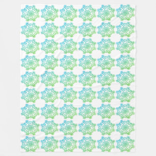 Green Blue Snowflakes Fleece Blanket