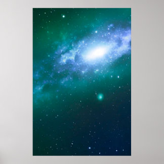 Green Blue Spinning Galaxy Poster