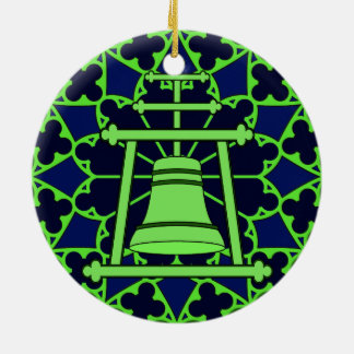 Green/blue Stained Glass Raincross Design Ceramic Ornament