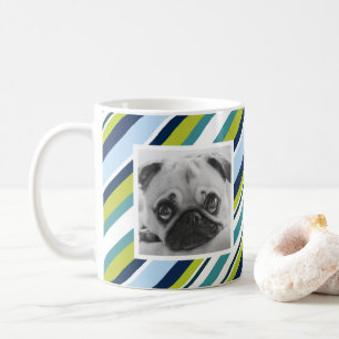 Green Blue Stripe Pattern Custom Photo Mug