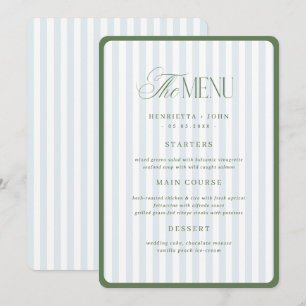 Green & Blue Stripes Border Wedding Menu Card