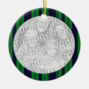 green blue stripes photoframe ceramic ornament