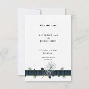 Green Blue Tartan Juniper Scottish Wedding Save The Date