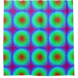 Green, Blue Tie Dye Squares Shower Curtain