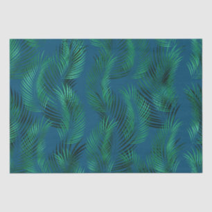 Green Blue Tropical Leaves Tissue Paper