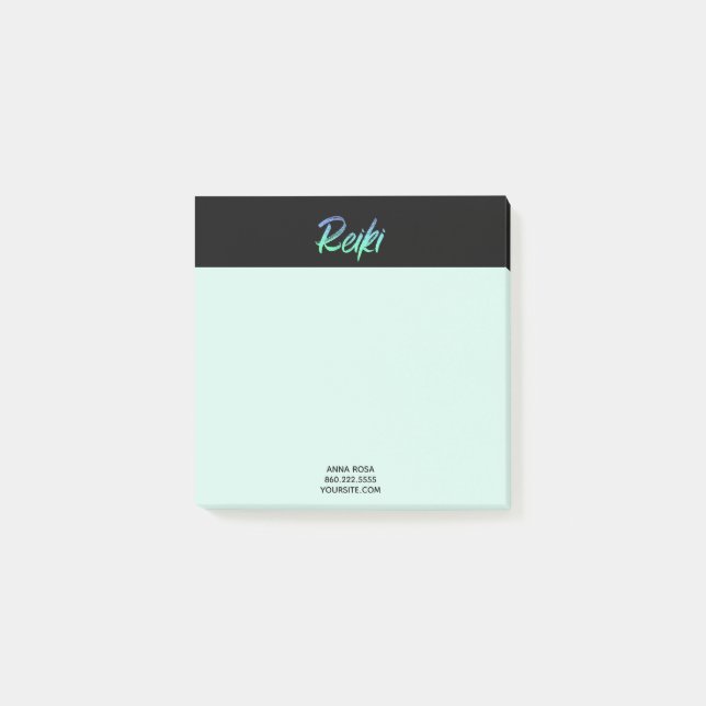 *~* Green Blue & Turquoise Reiki Iridescent Post-it Notes (Front)