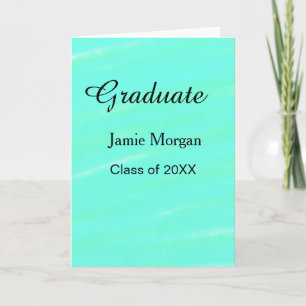 Green blue watercolor graduation add name year  card