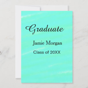 Green blue watercolor graduation add name year  invitation