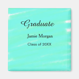 Green blue watercolor graduation add name year magnet