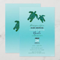 Green Blue Watercolor Ocean Turtles BABY SHOWER