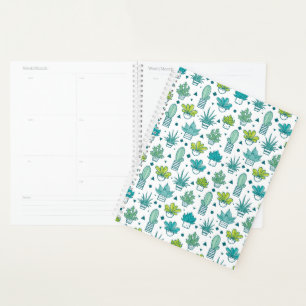 Green & Blue Watercolor Succulent Pattern Planner
