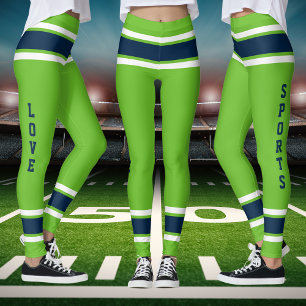 Green Blue White Team Jersey Colours Love Sports Leggings