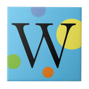 GREEN BLUE YELLOW AND ORANGE MONOGRAM TILE