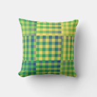 Green Blue Yellow Chequered Patchwork Pattern