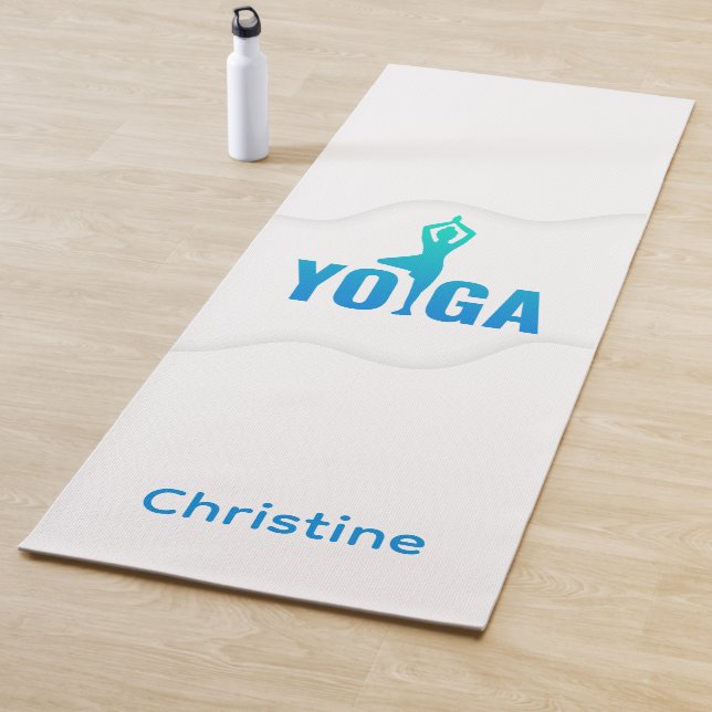 Green-Blue Yoga Pose and Custom Name Yoga Mat (In Situ)