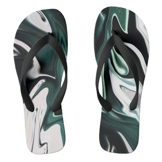Green blurred pattern thongs (Footbed)