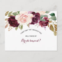 Green Blush Burgundy Floral Bridesmaid
